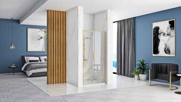 Porte de douche REA Rapid Slide 110 Gold Brush – Image 2