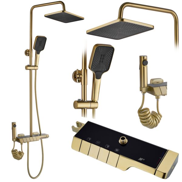 Kit de douche avec thermostat REA ROB Gold Brush