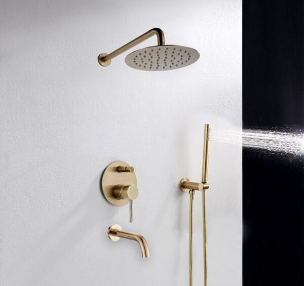 Colonne de douche-baignoire encastrée Rea Lungo Gold + BOX – Image 2