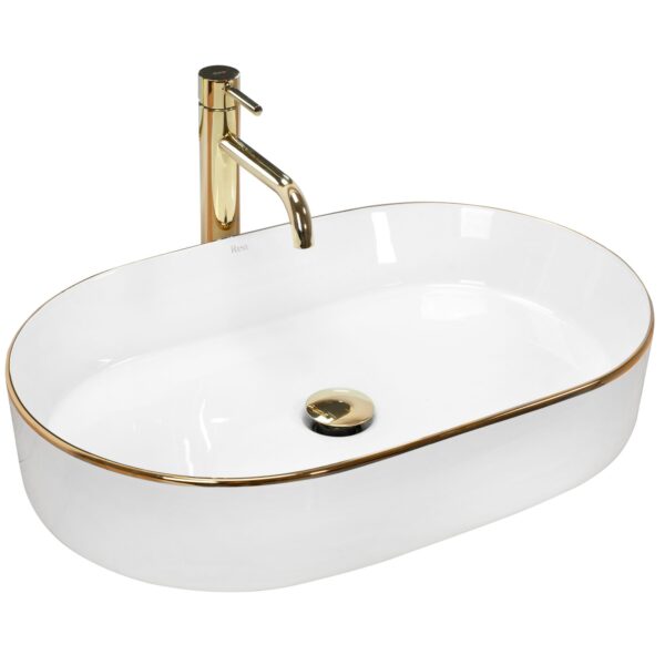 Vasque à poser en céramique Rea Nadia White Gold Edge