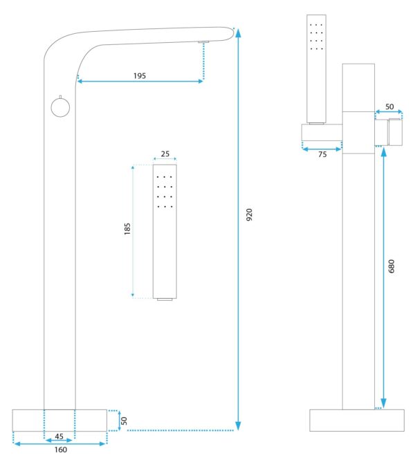 Robinet autoportant Rea CLARK CHROME – Image 3
