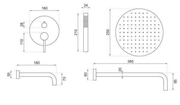 Colonne de douche-baignoire encastrée Rea Lungo WHITE Matt + BOX – Image 7