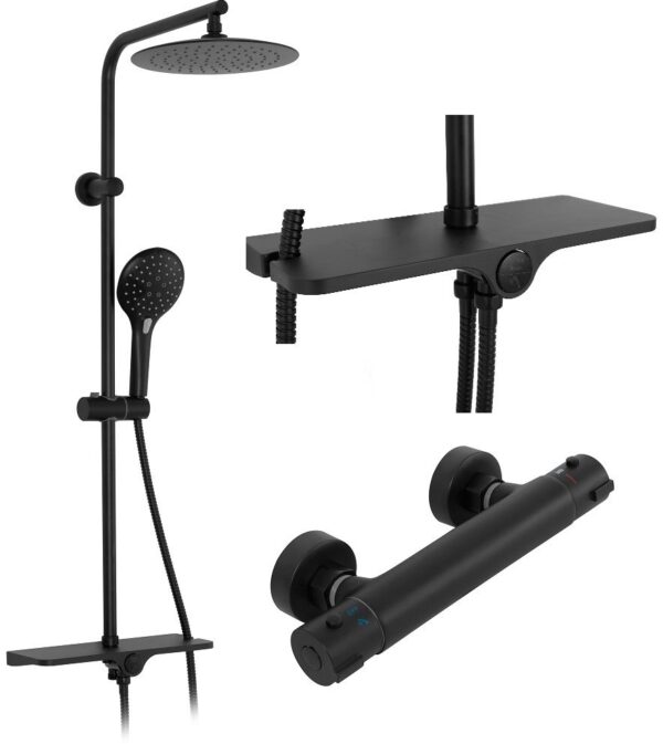 Kit de douche avec thermostat Rea MIKE Black