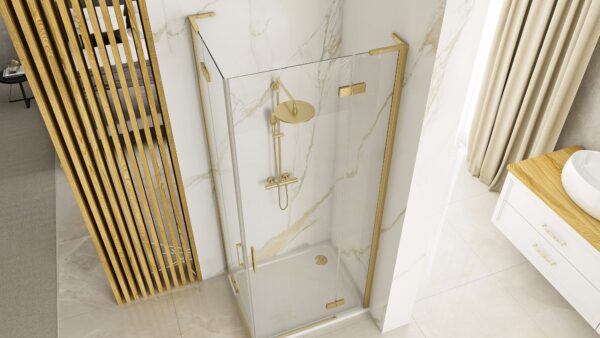 Cabine de douche REA Hugo 90x100 Gold Brush – Image 3