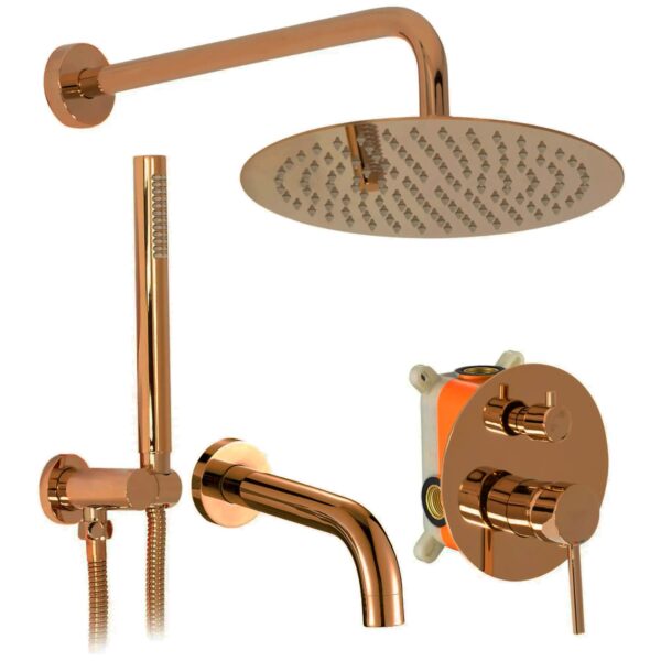 Colonne de douche-baignoire encastrée Rea Lungo Copper + BOX