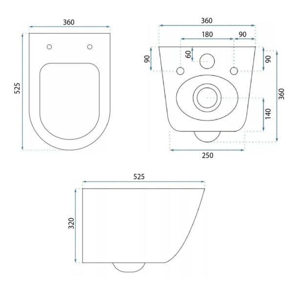Cuvette WC suspendue Rea Eddy Tornado Rimless Flat N – Image 8