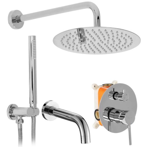 Colonne de douche-baignoire encastrée Rea Lungo Chrome + BOX
