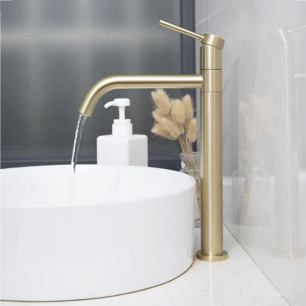 Robinet de salle de bain Rea Lugano Slim Brush Gold High – Image 2