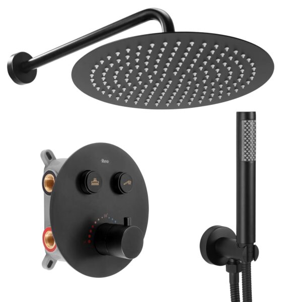 Kit de douche encastré Rea LUNGO Black Matt BOX