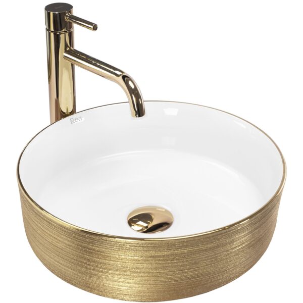 Vasque à poser Rea Sami Gold White Brush Gold