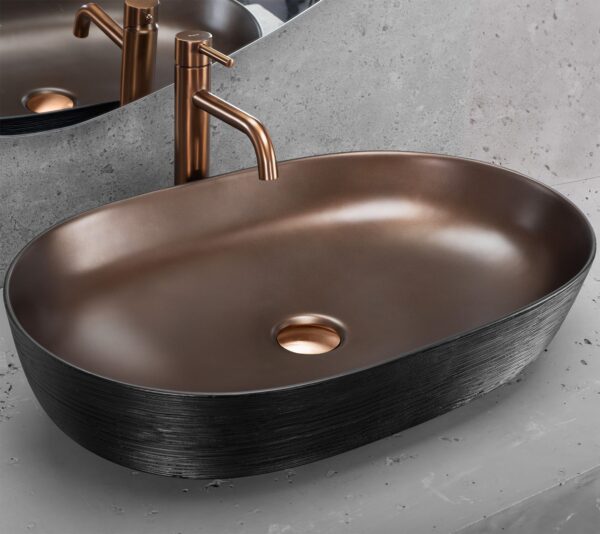 Vasque à poser en céramique Rea Cleo 61 Copper Bush / Black