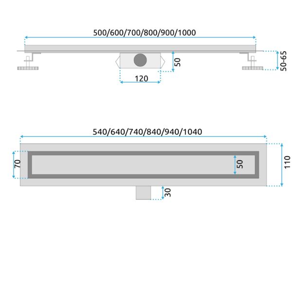 Drain linéaire Rea Neox BRUSH NICKEL  50 – Image 7