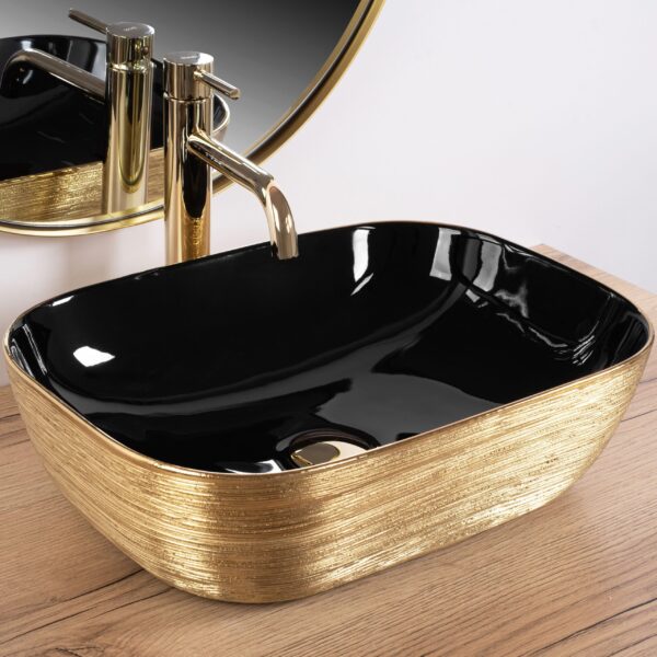 Vasque à poser Rea Belinda BLACK BRUSH GOLD – Image 2