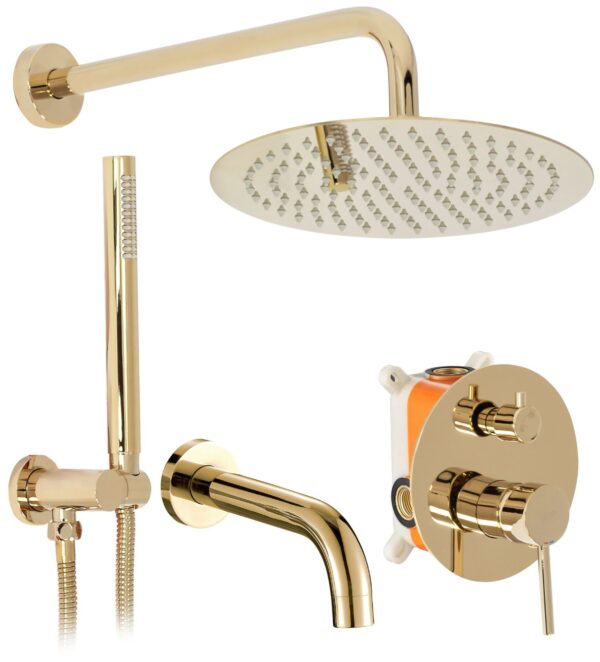 Colonne de douche-baignoire encastrée Rea Lungo Gold + BOX