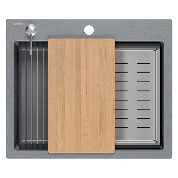 évier en granit KURT 110 WORKSTATION Grey Metallic – Image 2