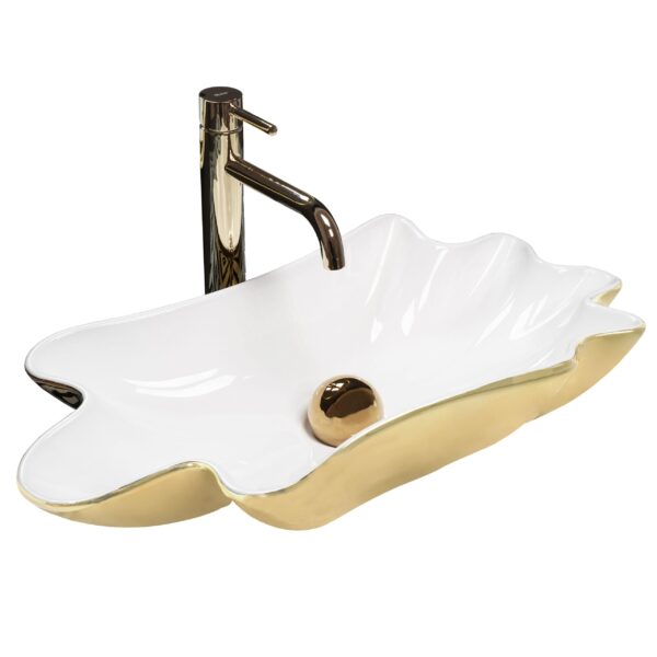 Vasque à poser REA Sea Infinity White Gold + Bonde Click-Clack