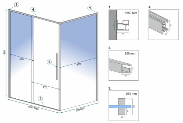 Cabine de douche SOLAR GOLD 120x90 – Image 6
