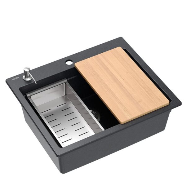 évier en granit KURT 110 WORKSTATION Black Dotted – Image 4