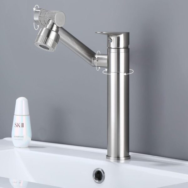 Robinet de salle de bain Rea PACO Nickel Brush INOX High – Image 2