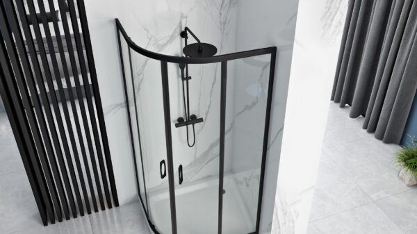 Cabine de douche REA Look Black 90x90 + Receveur de douche Look White – Image 3