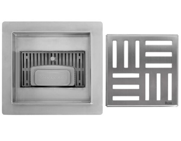 Drain linéaire REA CROSS 150x150 Nickel Brush – Image 5