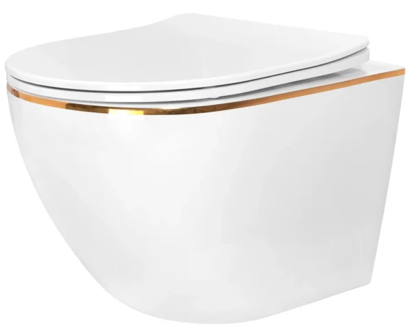 Cuvette WC suspendue Rea Carlo Tornado Rimless Flat GOLD EDGE