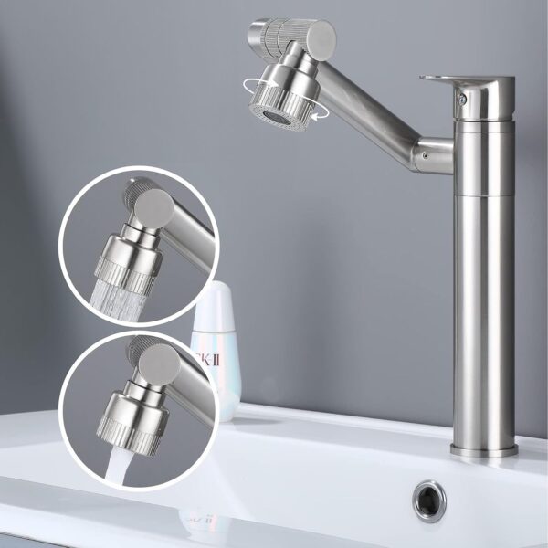 Robinet de salle de bain Rea PACO Nickel Brush INOX High – Image 8
