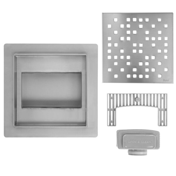 Drain linéaire REA DOTS 150x150 Nickel Brush – Image 4