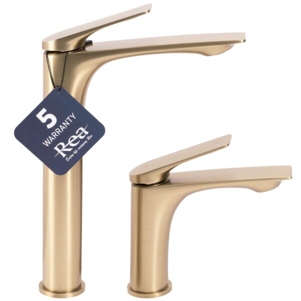 Robinet de salle de bain Rea AVALON brush gold High – Image 4
