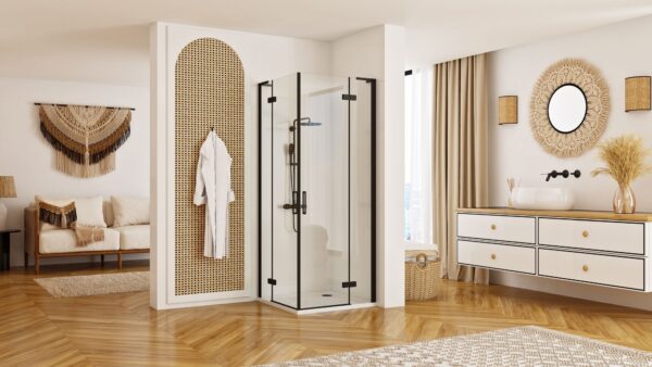 Cabine de douche REA Hugo Double Black 80x80 – Image 2