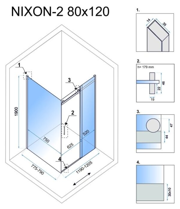 Cabine de douche Rea Nixon 120x80 – Image 6