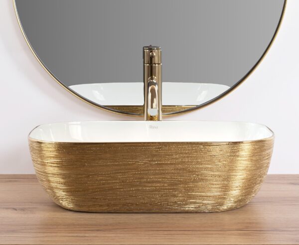 Vasque à poser Rea Belinda White GOLD BRUSH – Image 2