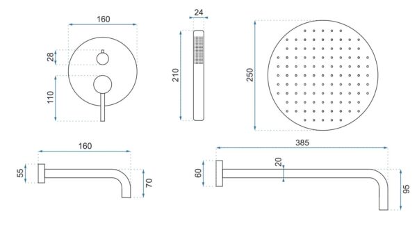Colonne de douche-baignoire encastrée Rea Lungo Chrome + BOX – Image 5