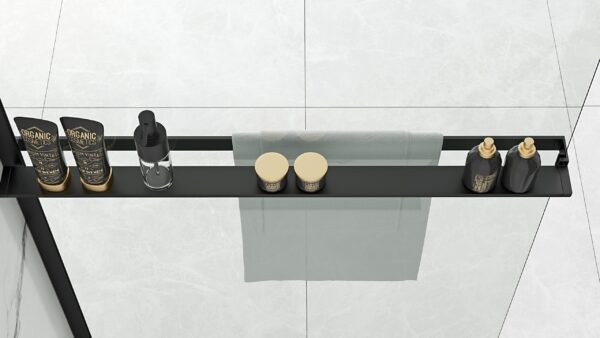 Paroi de douche Rea Aero Black Mat 100 avec étagère et support Evo – Image 6