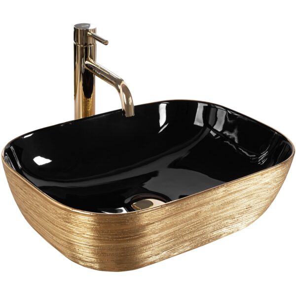 Vasque à poser Rea Belinda BLACK BRUSH GOLD