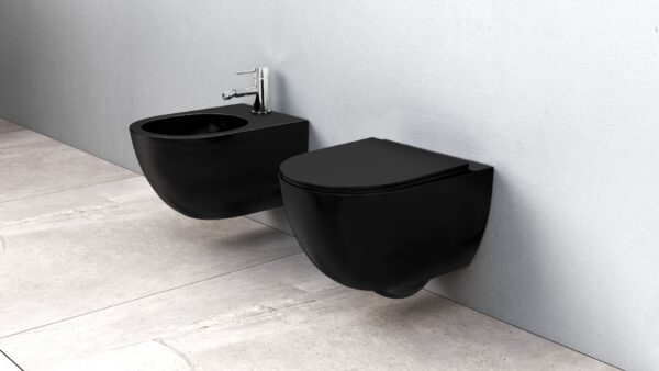 Cuvette WC suspendue Rea Carlo Mini Rimless Flat Black Mat – Image 2