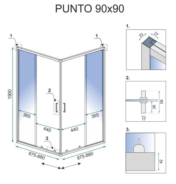 Cabine de douche Rea Punto 90x90 – Image 5