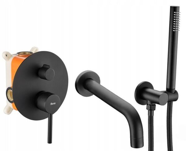Robinet de Baignoire Encastré Rea Lungo Black + BOX