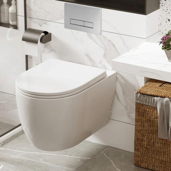 Bâti support WC avec plaque de commande type H Chrome – Image 2