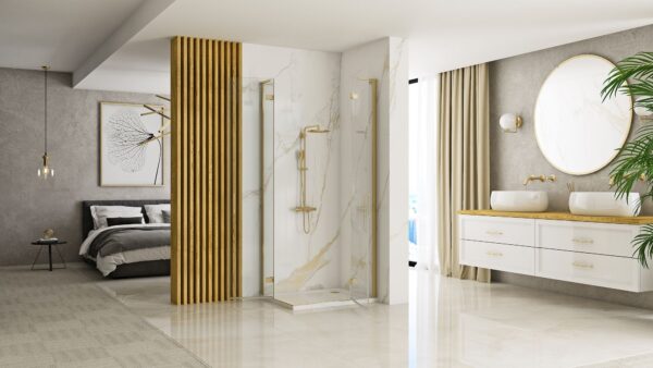 Cabine de douche REA Hugo 90x100 Gold Brush – Image 4
