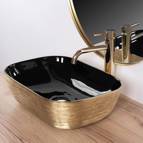 Vasque à poser Rea Belinda BLACK BRUSH GOLD – Image 3