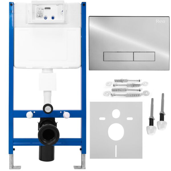 Bâti support WC avec plaque de commande type H Chrome