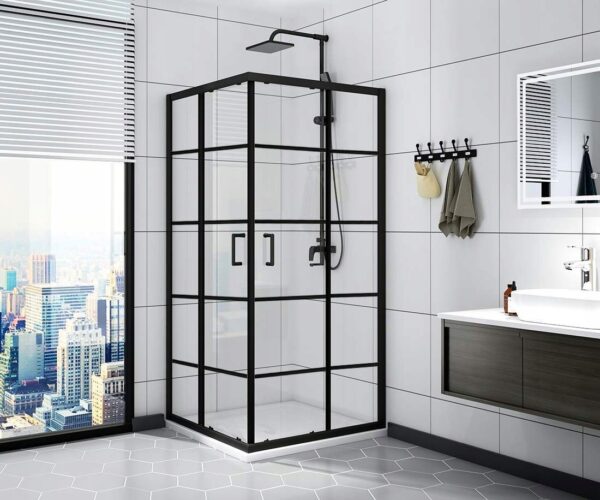 Cabine de douche carrée calani BLACK DELTA 90x90 – Image 2