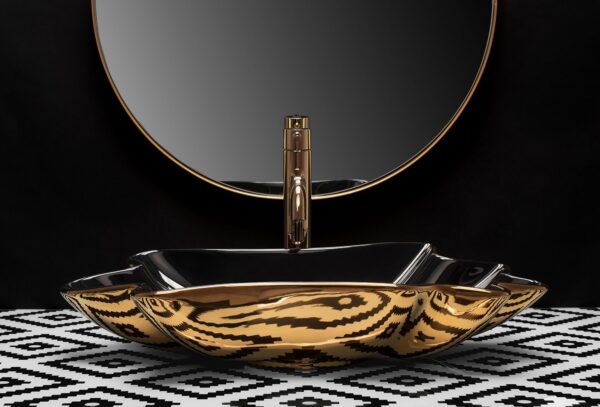 Vasque à poser REA Sea Infinity Black Gold + Bonde Click-Clack – Image 3