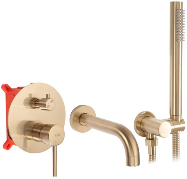 Robinet de baignoire Rea Lungo Gold Brush + Box
