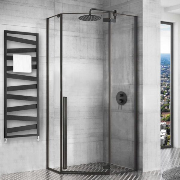 Cabine de douche DIAMOND BLACK MAT 100x100 – Image 2