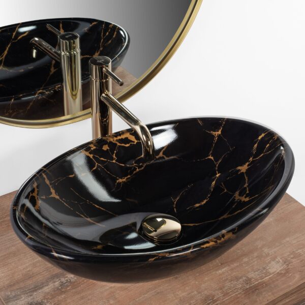 Vasque à poser REA Pamela Black Marble Shiny – Image 2