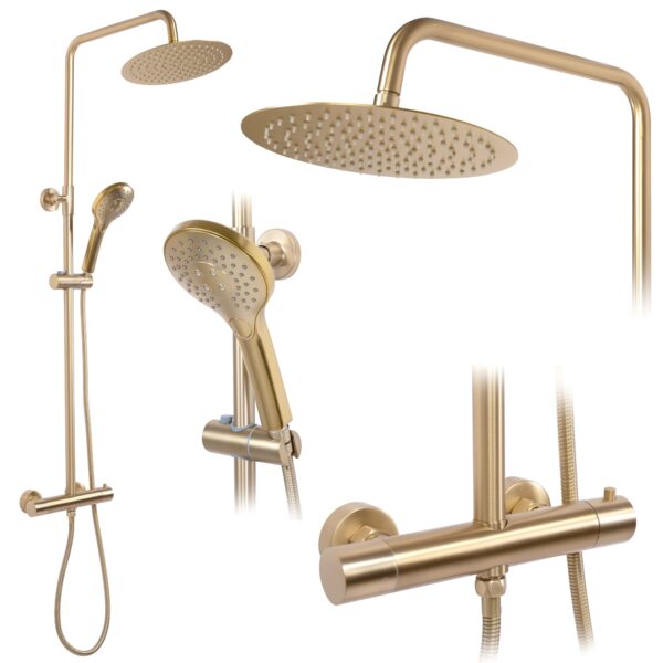 Kit de douche avec thermostat REA VINCENT Gold Brush