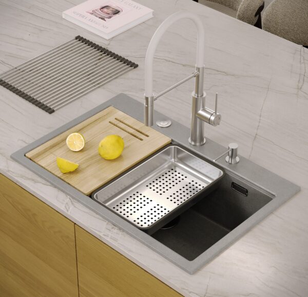 évier en granit MARC 110 WORKSTATION Grey Metallic – Image 7